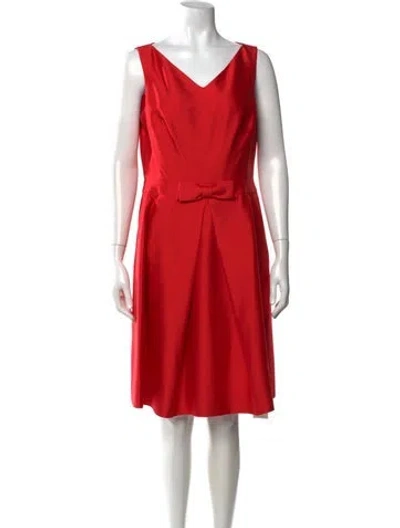 Pre-owned Teri Jon Silk Knee-length Dress In Red