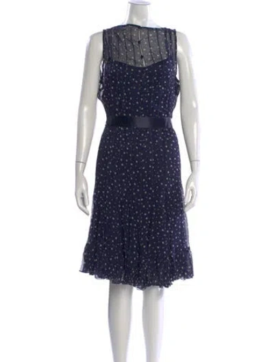 Pre-owned Teri Jon Silk Knee-length Dress W/ Tags In Blue