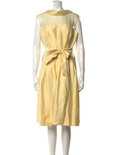 Pre-owned Teri Jon Silk Knee-length Dress In Yellow