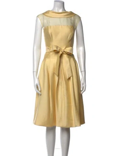 Pre-owned Teri Jon Silk Knee-length Dress In Yellow