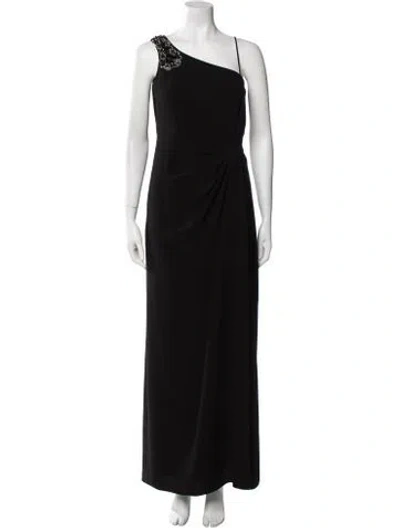 Pre-owned Teri Jon Silk Long Dress In Black