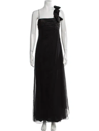 Pre-owned Teri Jon Silk Long Dress In Black