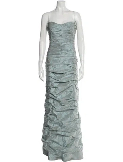 Pre-owned Teri Jon Silk Long Dress In Blue