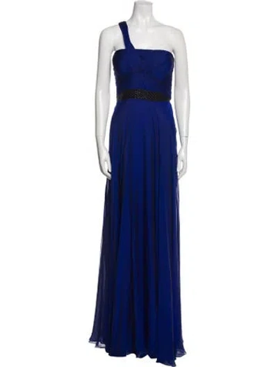 Pre-owned Teri Jon Silk Long Dress In Blue