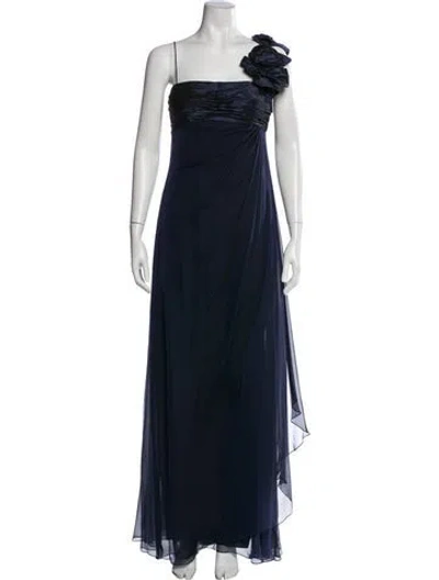 Pre-owned Teri Jon Silk Long Dress In Blue