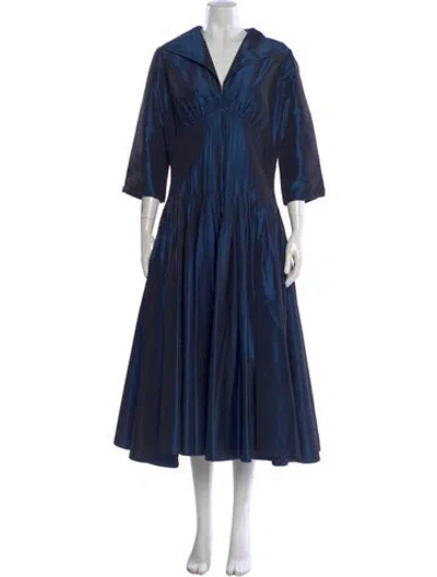 Pre-owned Teri Jon Silk Long Dress In Blue