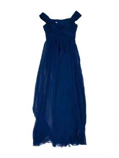 Pre-owned Teri Jon Silk Long Dress In Blue