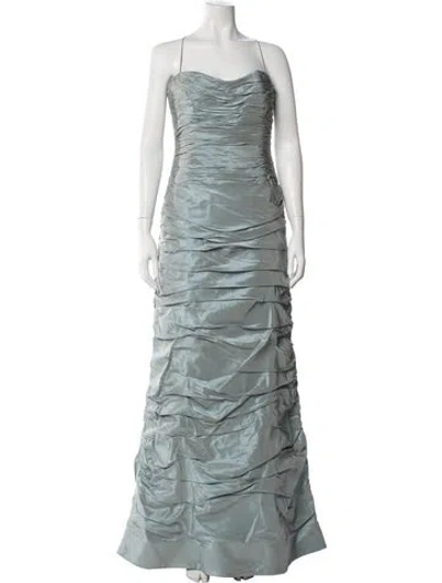 Pre-owned Teri Jon Silk Long Dress In Blue