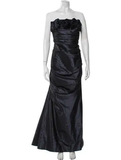 Pre-owned Teri Jon Silk Long Dress In Blue