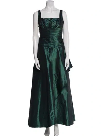 Pre-owned Teri Jon Silk Long Dress In Green