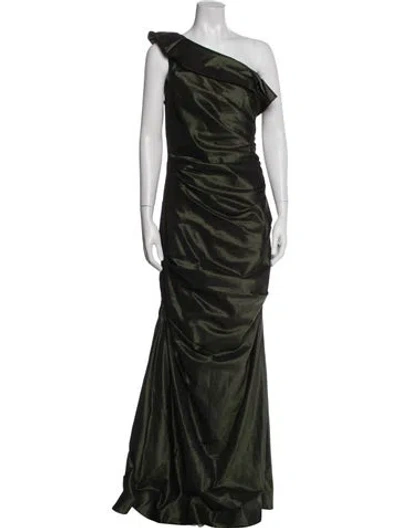 Pre-owned Teri Jon Silk Long Dress In Green