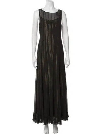 Pre-owned Teri Jon Silk Long Dress In Green