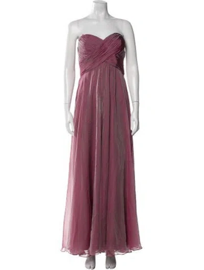 Pre-owned Teri Jon Silk Long Dress In Pink