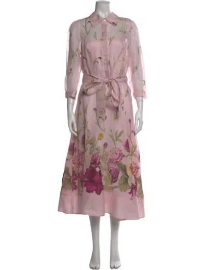Pre-owned Teri Jon Silk Long Dress In Pink