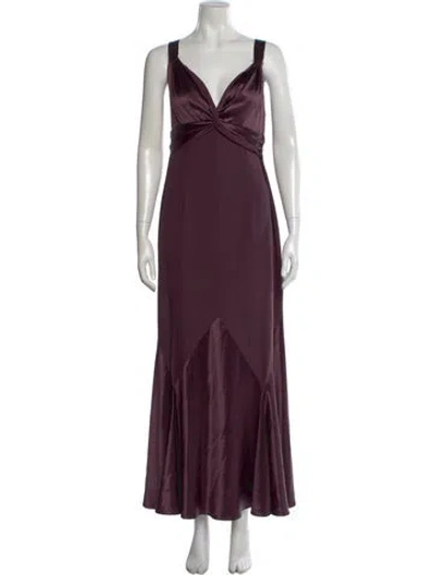 Pre-owned Teri Jon Silk Long Dress In Purple
