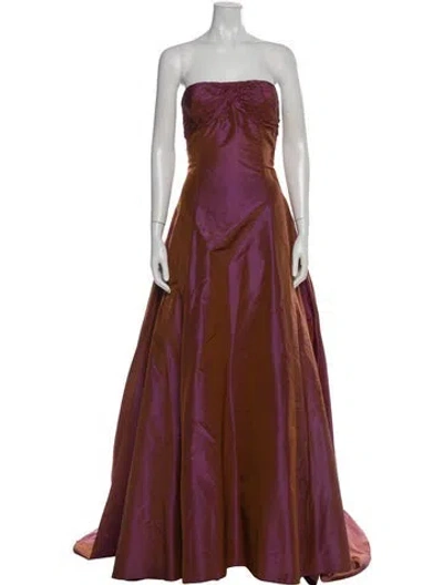 Pre-owned Teri Jon Silk Long Dress In Purple