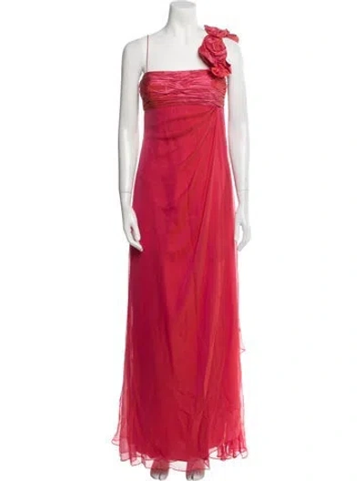 Pre-owned Teri Jon Silk Long Dress In Red