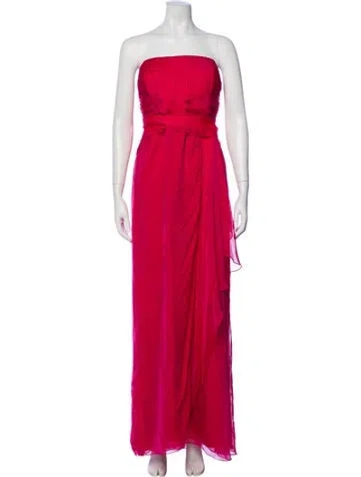 Pre-owned Teri Jon Silk Long Dress In Red