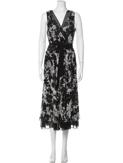 Pre-owned Teri Jon Silk Long Dress In White