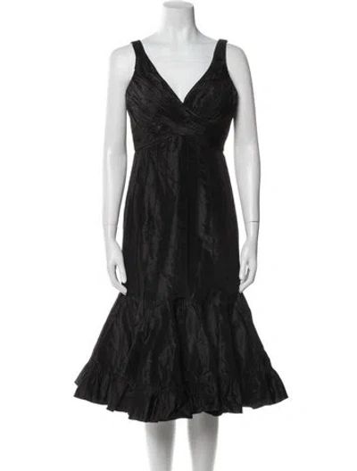 Pre-owned Teri Jon Silk Midi Length Dress In Black