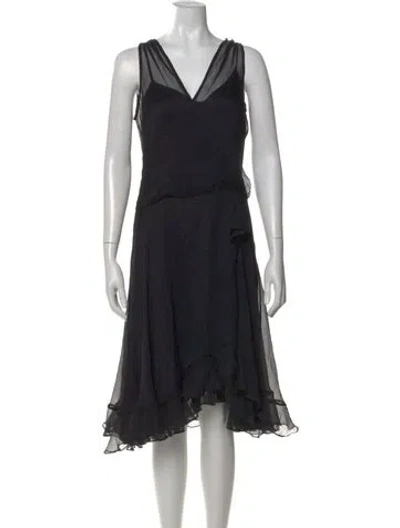 Pre-owned Teri Jon Silk Midi Length Dress In Black
