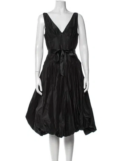 Pre-owned Teri Jon Silk Midi Length Dress In Black