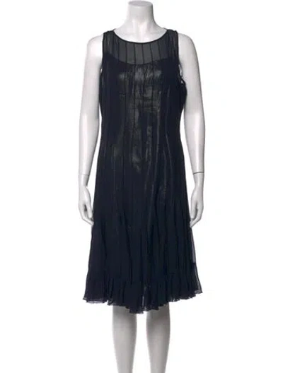 Pre-owned Teri Jon Silk Midi Length Dress In Black