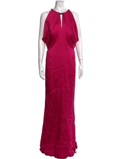 Pre-owned Teri Jon Silk Midi Length Dress In Black