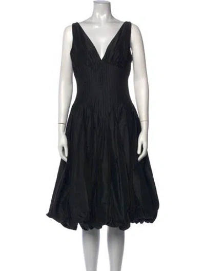 Pre-owned Teri Jon Silk Midi Length Dress In Black
