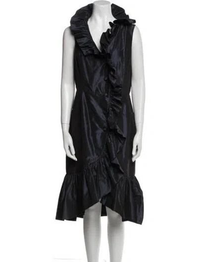 Pre-owned Teri Jon Silk Midi Length Dress In Blue