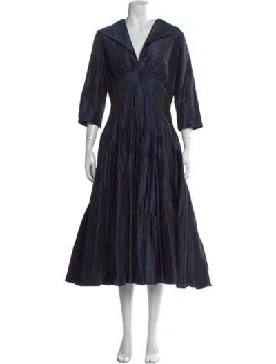 Pre-owned Teri Jon Silk Midi Length Dress In Blue