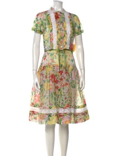 Pre-owned Teri Jon Silk Midi Length Dress In Multi