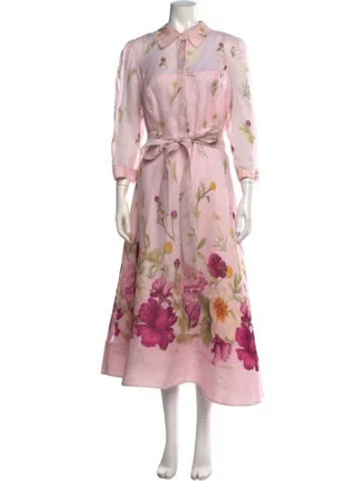 Pre-owned Teri Jon Silk Midi Length Dress In Pink