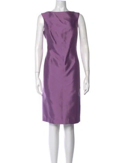 Pre-owned Teri Jon Silk Midi Length Dress In Purple