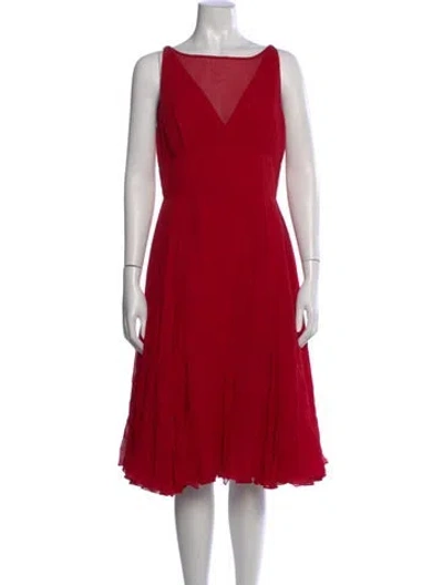 Pre-owned Teri Jon Silk Midi Length Dress In Red