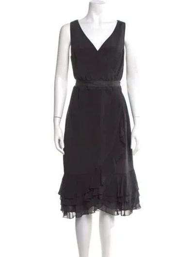 Pre-owned Teri Jon Silk Midi Length Dress W/ Tags In Black