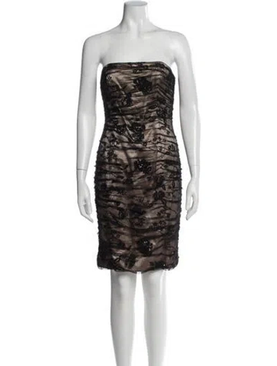 Pre-owned Teri Jon Silk Mini Dress In Black