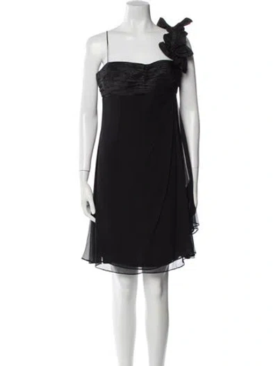 Pre-owned Teri Jon Silk Mini Dress In Black