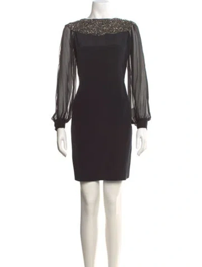 Pre-owned Teri Jon Silk Mini Dress In Black