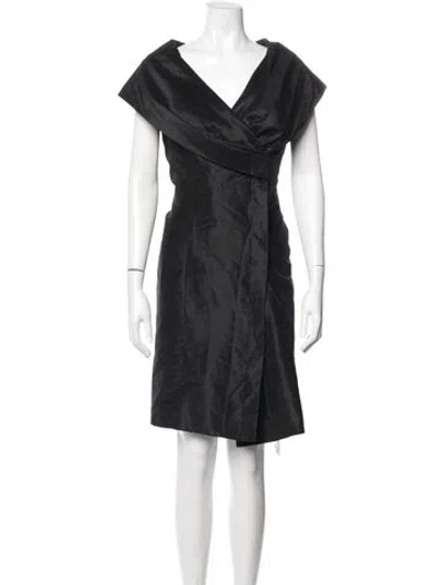 Pre-owned Teri Jon Silk Mini Dress In Black