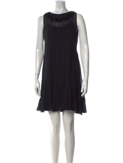Pre-owned Teri Jon Silk Mini Dress In Black