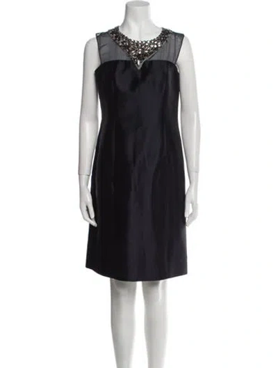 Pre-owned Teri Jon Silk Mini Dress In Blue