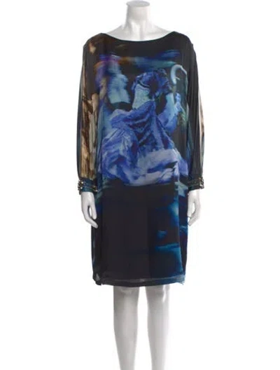 Pre-owned Teri Jon Silk Mini Dress In Blue