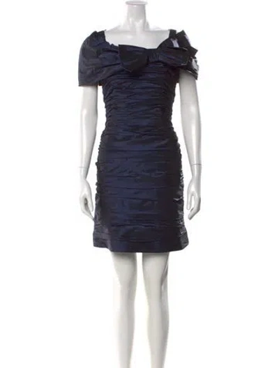 Pre-owned Teri Jon Silk Mini Dress In Blue