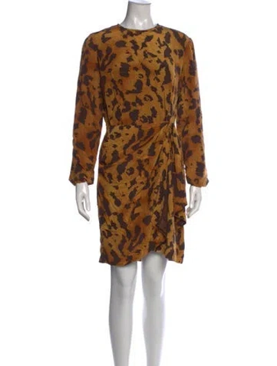 Pre-owned Teri Jon Silk Mini Dress In Brown