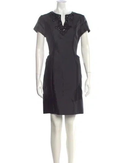 Pre-owned Teri Jon Silk Mini Dress In Gray