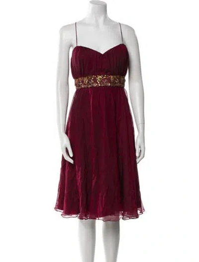 Pre-owned Teri Jon Silk Mini Dress In Red
