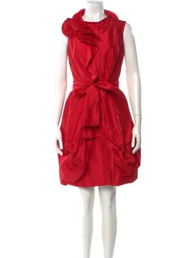 Pre-owned Teri Jon Silk Mini Dress In Red