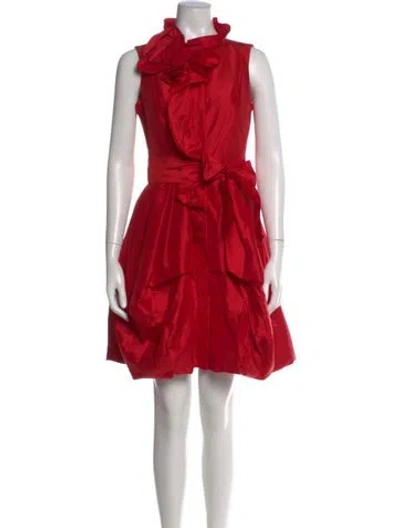 Pre-owned Teri Jon Silk Mini Dress In Red