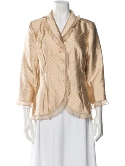 Pre-owned Teri Jon Silk Polka Dot Print Jacket In Neutral
